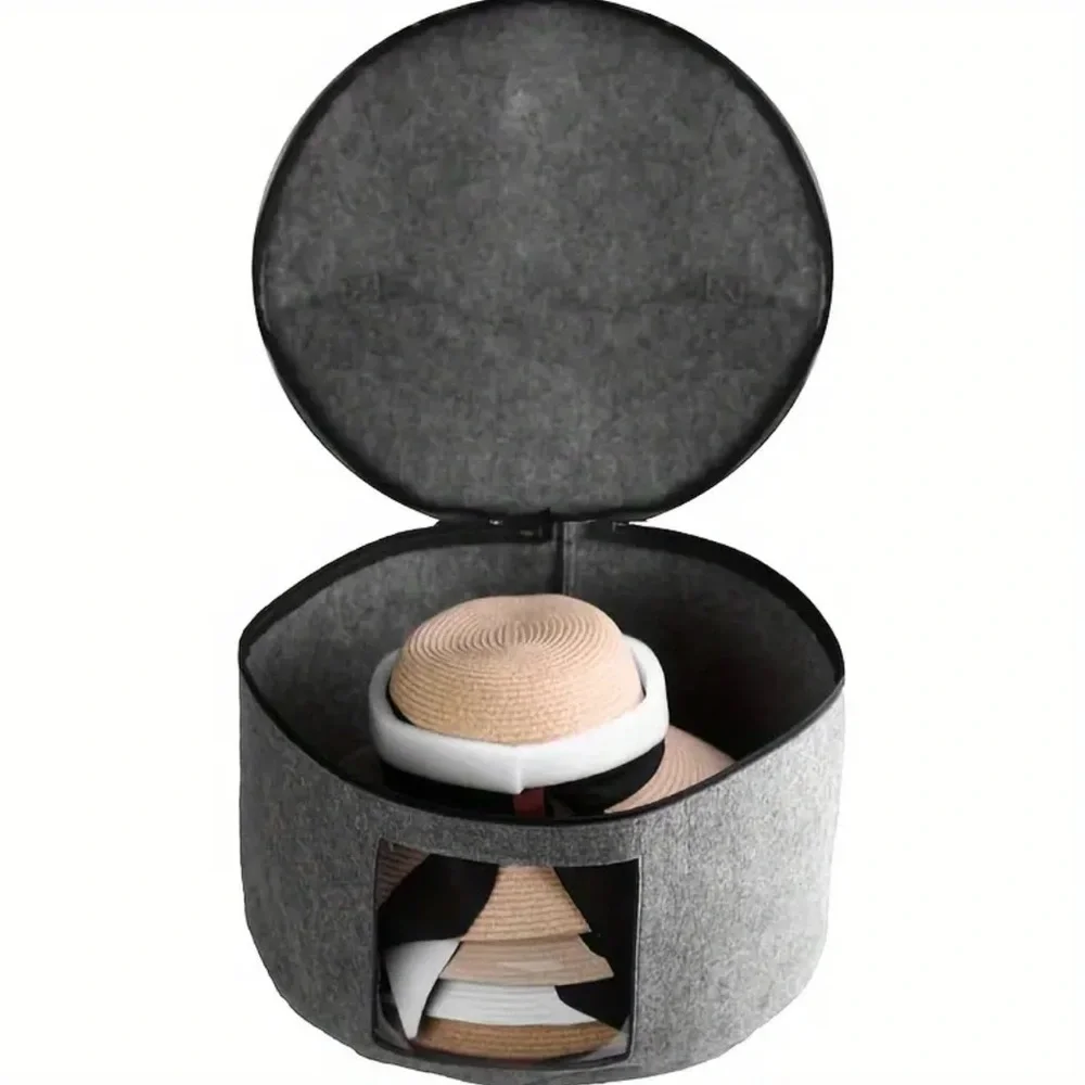 Gray Felt Hat Storage Box, NEW